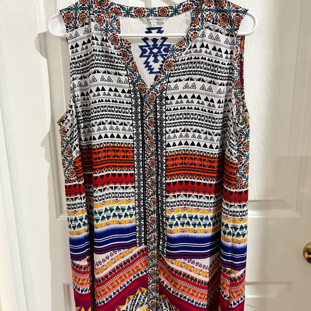 John Mark Aztec Print Sleeveless Tunic Large - image 1